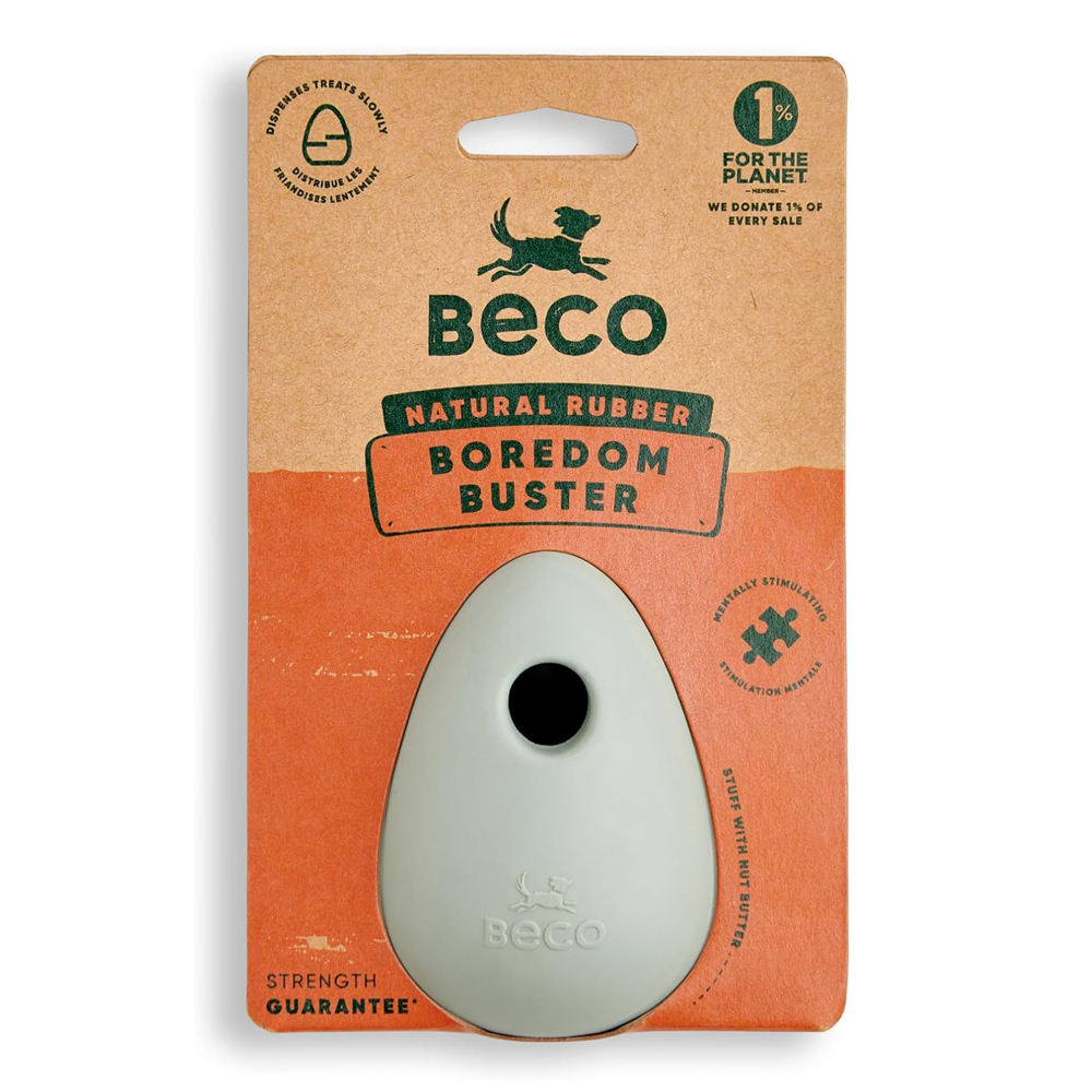 Beco Boredom Buster Natural Rubber Dog Toy Green