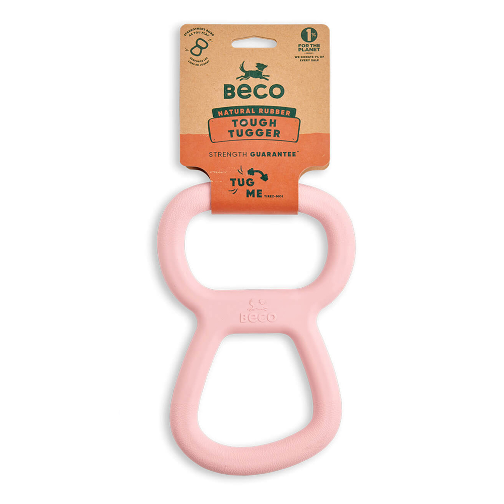 Beco Tough Tugger Natural Rubber Dog Toy Pink
