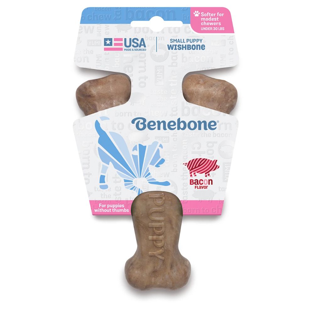 Benebone Puppy Wishbone Bacon Dog Toy