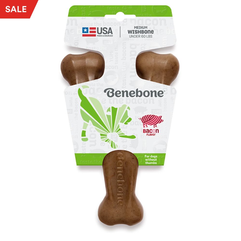 Benebone Wishbone Bacon Dog Toy M
