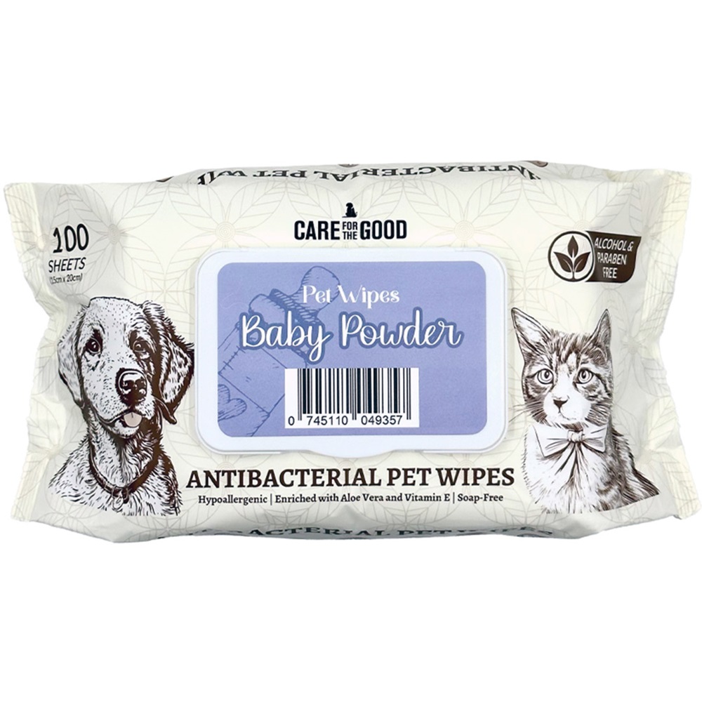 Care For The Good Antibacterial Pet Wipes Baby Powder 100 pcs