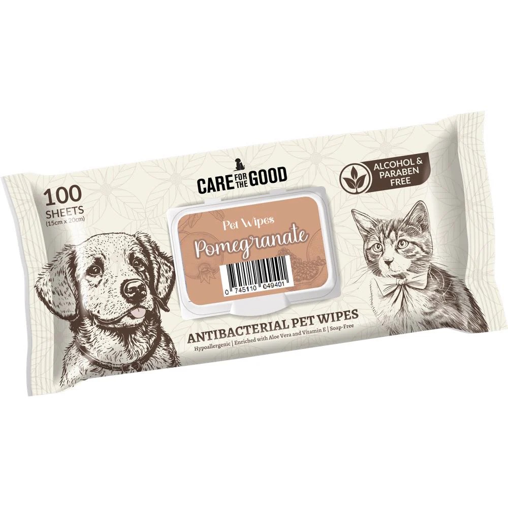Care For The Good Antibacterial Pet Wipes Pomegranate 100 pcs