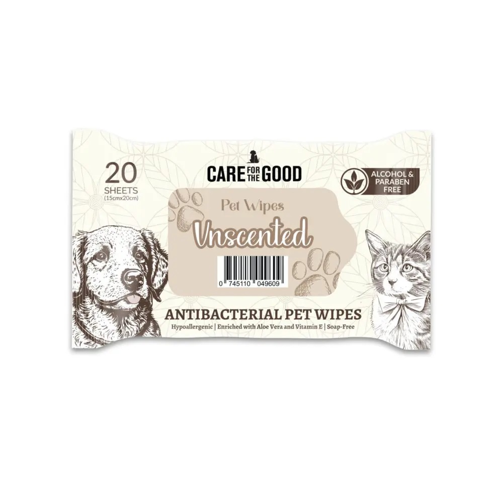 Care For The Good Antibacterial Pet Wipes Unscented 20 pcs