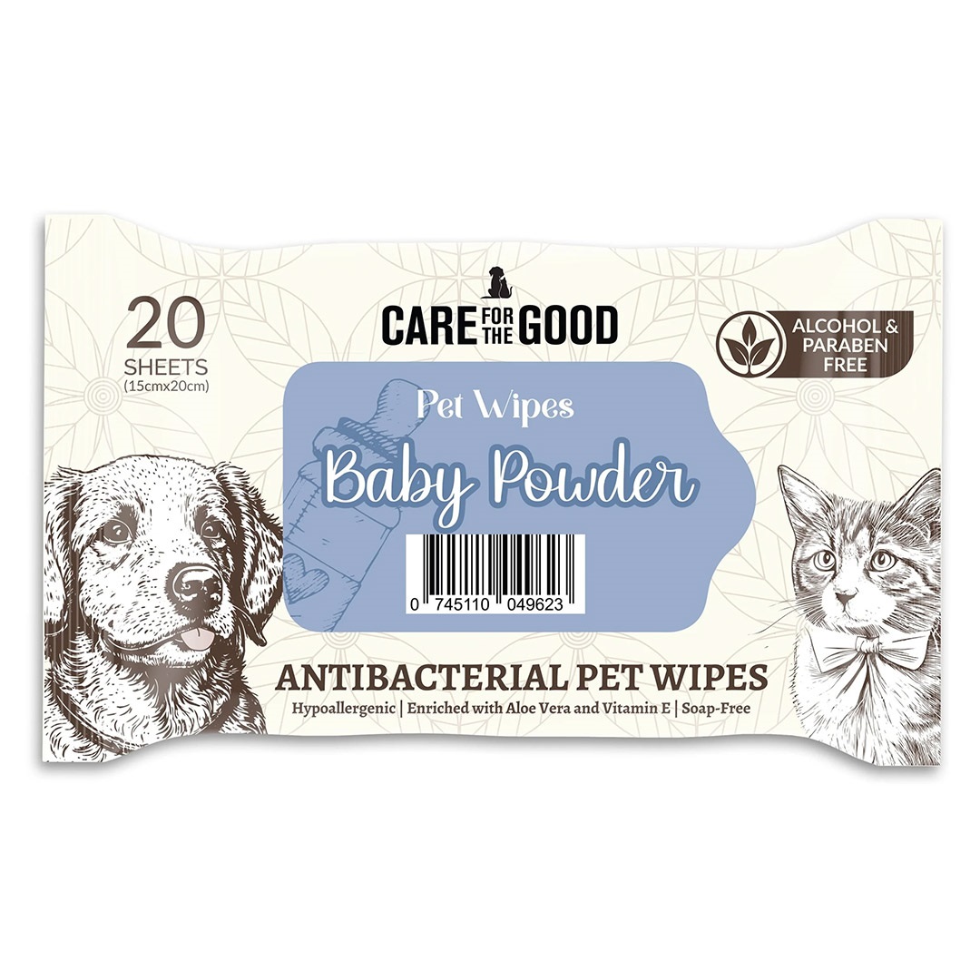 Care For The Good Antibacterial Pet Wipes Baby Powder 20 pcs