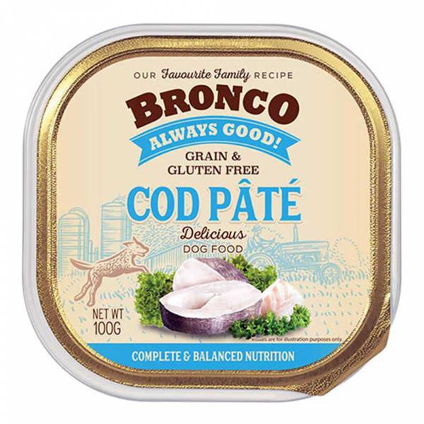 Bronco Cod Pate Dog Wet Food Tray 100g