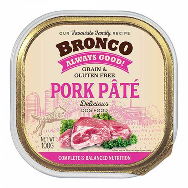 Bronco Pork Pate Tray Dog Wet Food 100g