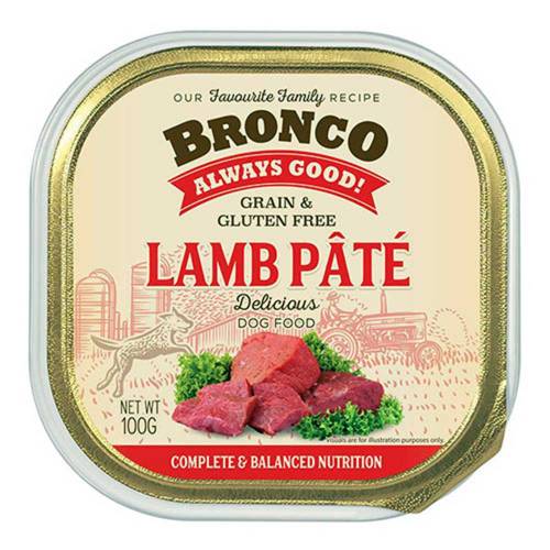 Bronco Lamb Pate Tray Dog Wet Food 100g