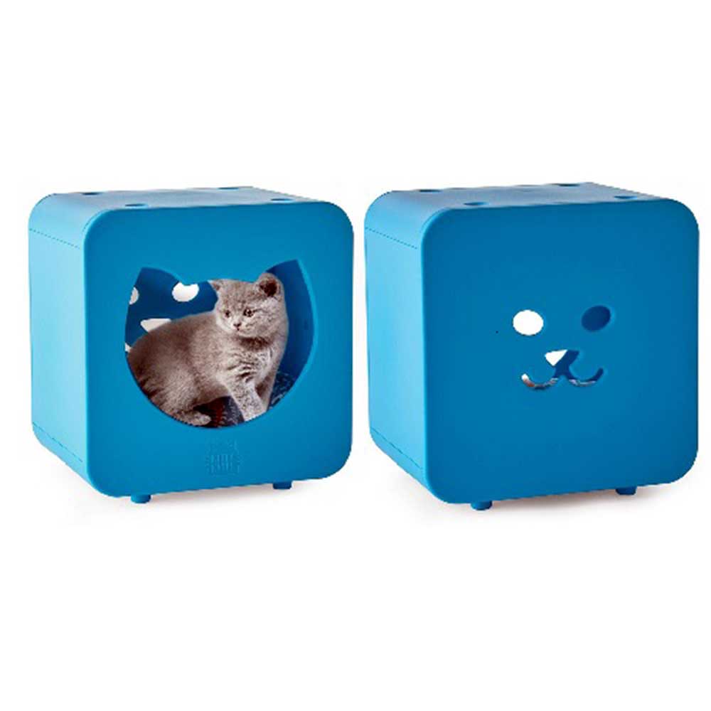Kitty Kasas 2 Bedroom Cube Cat House Blue