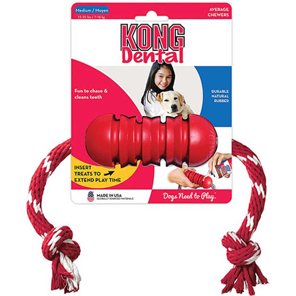 Kong Dental Red w-rope Dog Toy