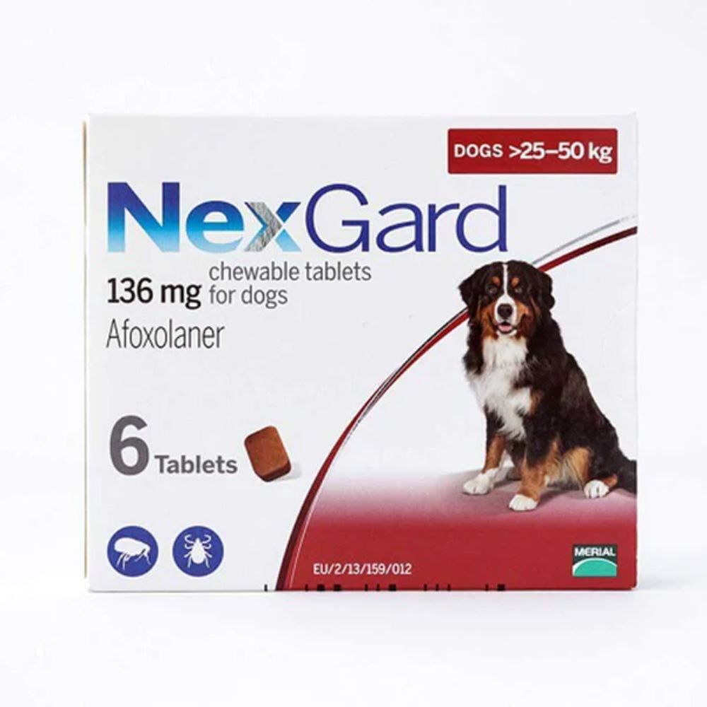 NexGard Chews Large Dog 25-50 Kg Red 6 Pk