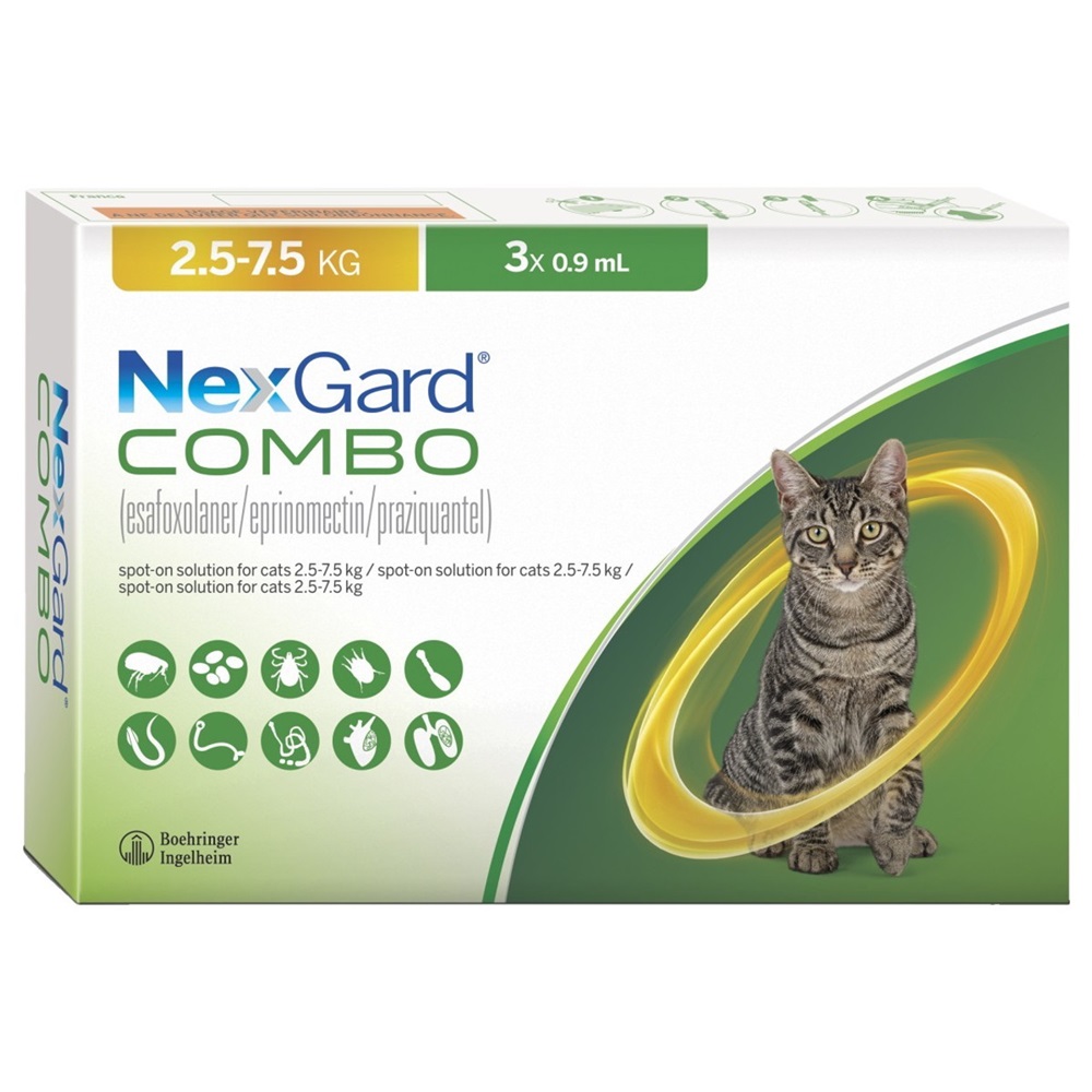 Nexgard Combo Large Cat 3pk 0.9mg 2.5-7kg