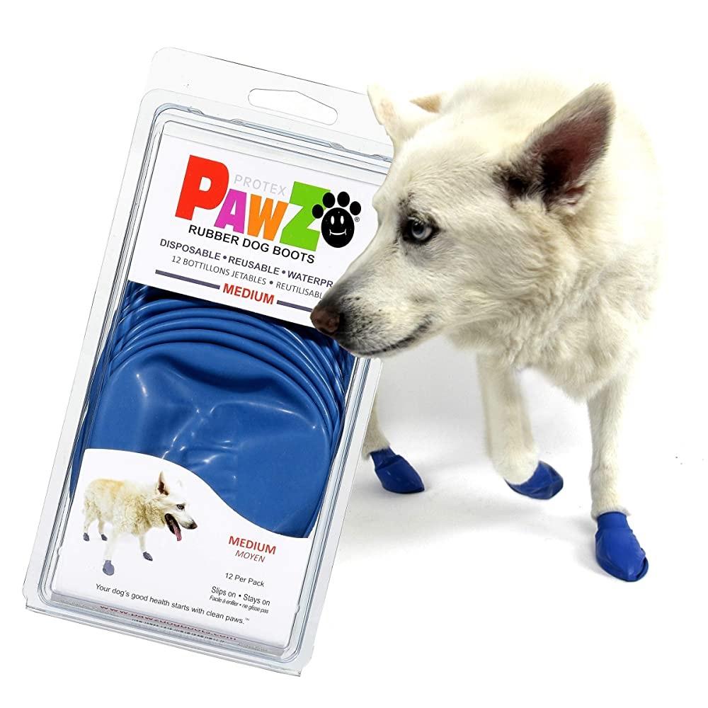 Pawz Disp Rubber Dog Boots Blue Medium