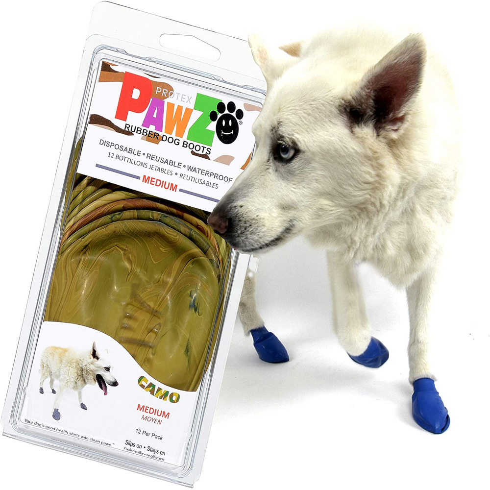 Pawz Disp Rubber Dog Boots Camo M