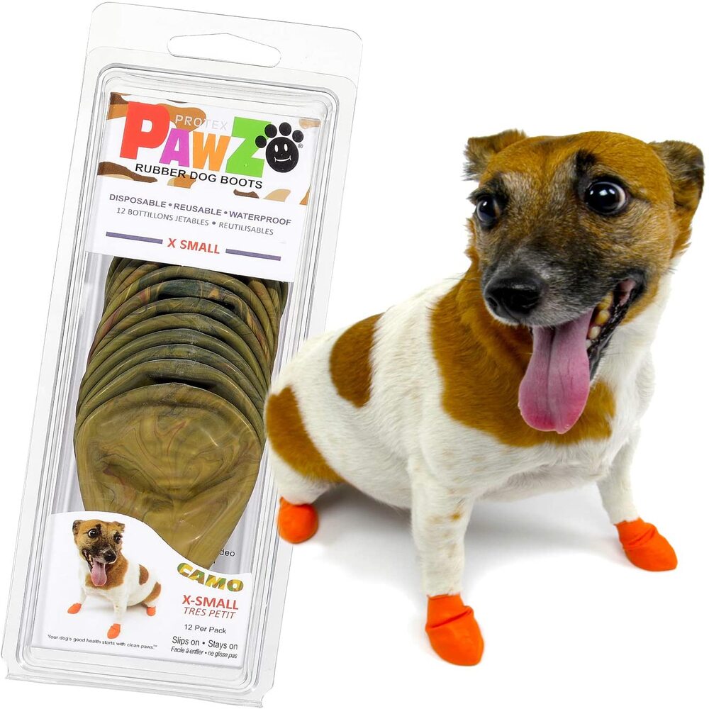 Pawz Disp Rubber Dog Boots Camo XS