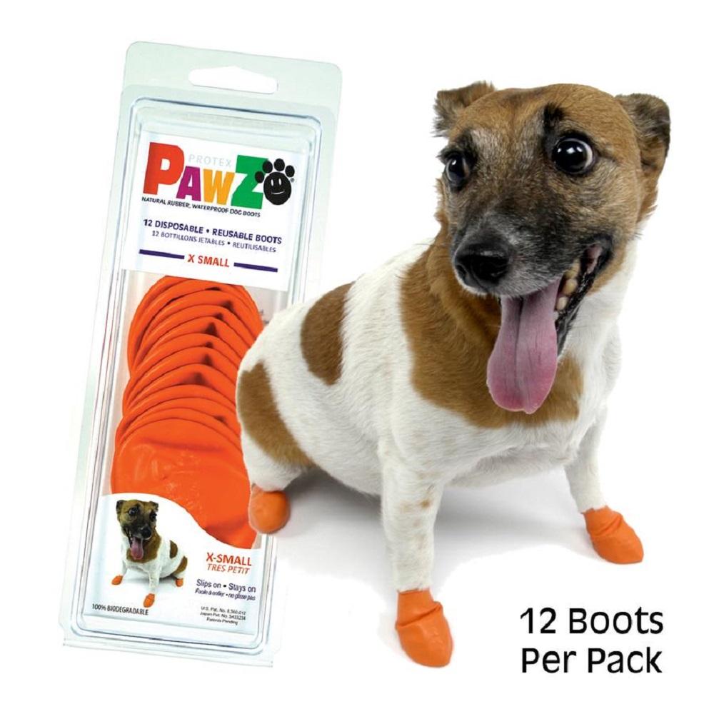 Pawz Disp Rubber Dog Boots Orange XS