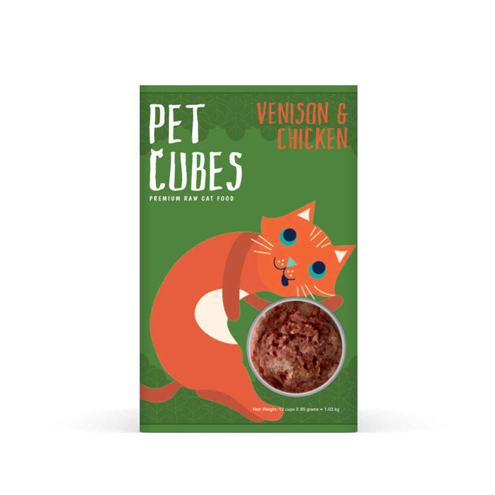 PetCubes Frozen Cat Food Ven-Chick 12x85