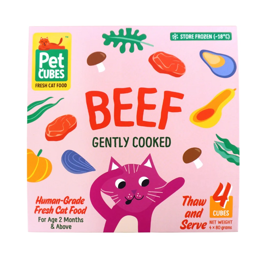 PetCubes Frozen Gently Cooked Beef For Cats 4 x 320g