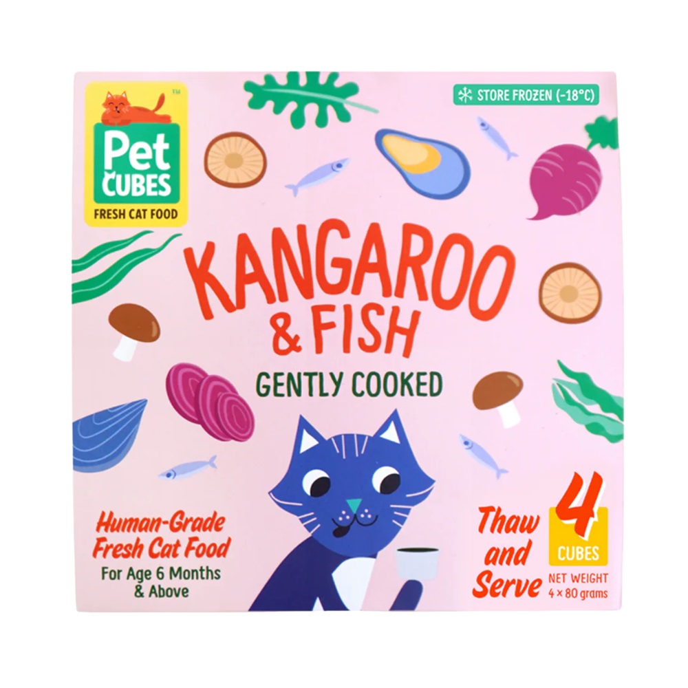 PetCubes Frozen Gently Cooked Kangaroo & Fish For Cats 320g