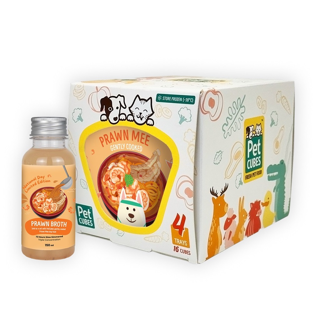 PetCubes Frozen Gently Cooked Prawn Mee For Dogs Bundle + Prawn Broth