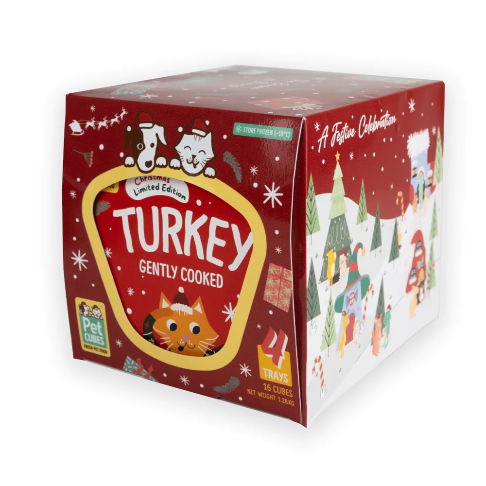 PetCubes Frozen Gently Cooked Festive Turkey For Cats 4x320g