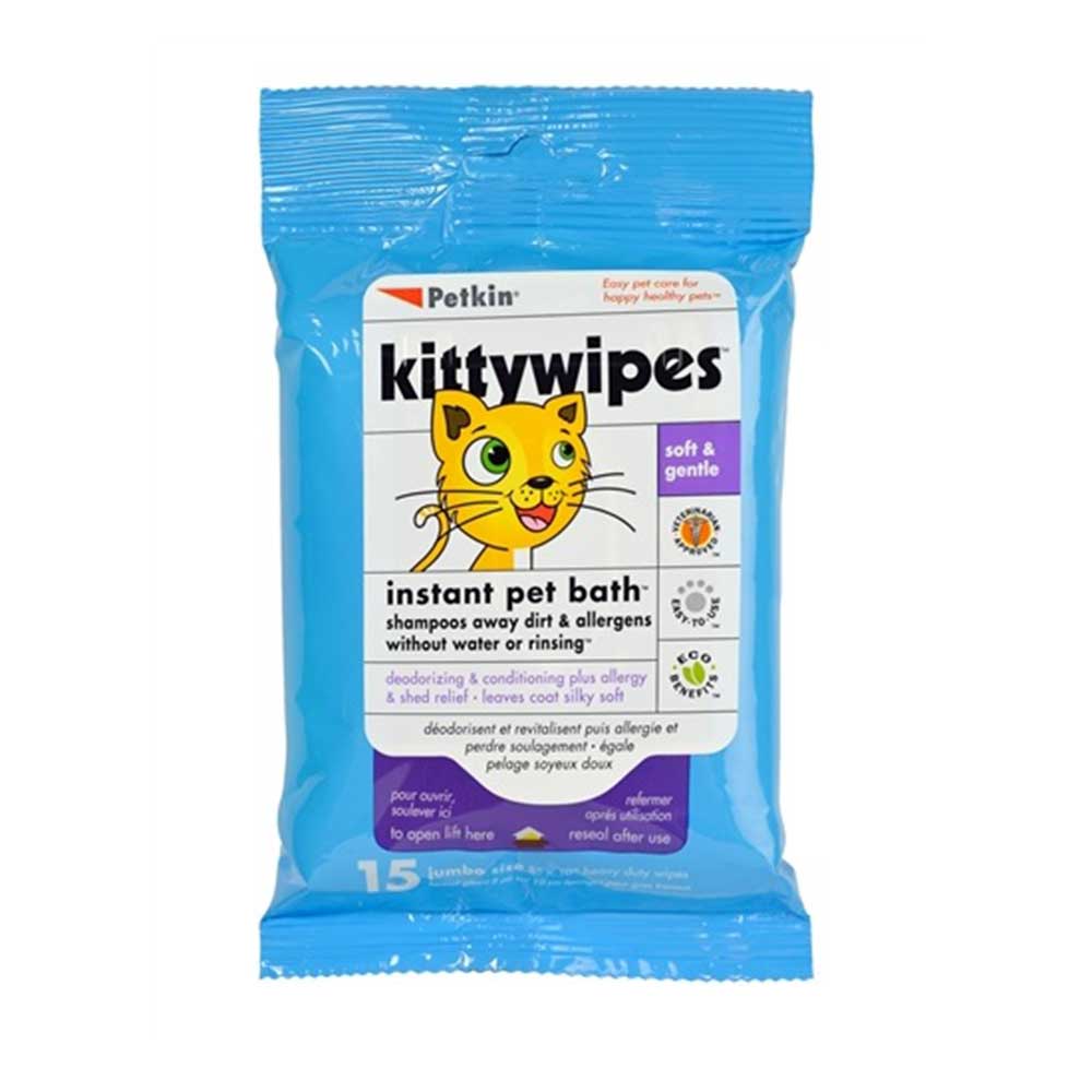 Petkin Kittywipes Instant Pet Bath 15 Ct