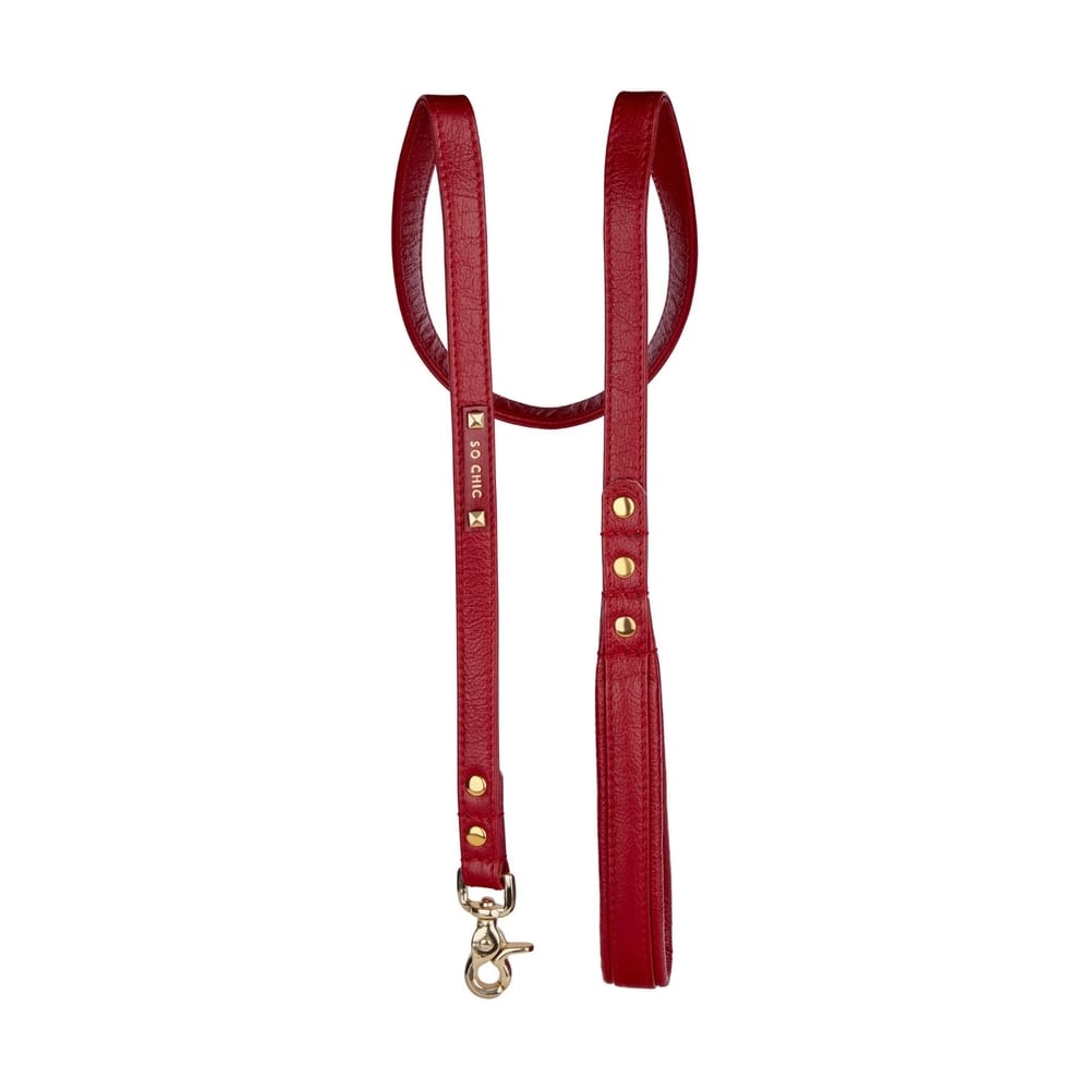 Petsochic Leather Dog Leash Red Large