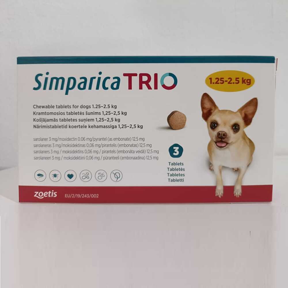 Simparica Trio Chewable 1.25-2.5kg 3 Pac