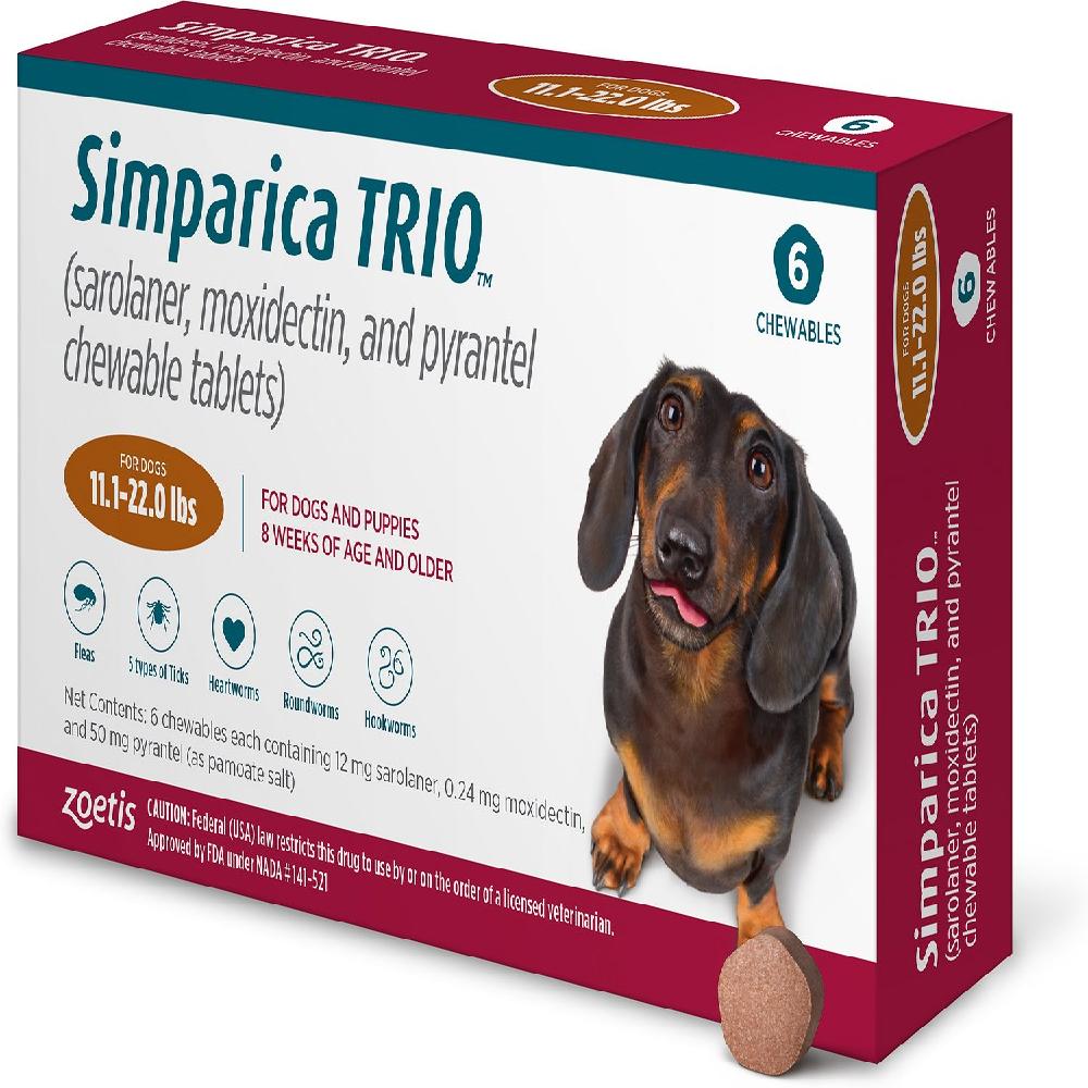Simparica Trio Dog Chews 11-22lbs 6Pk