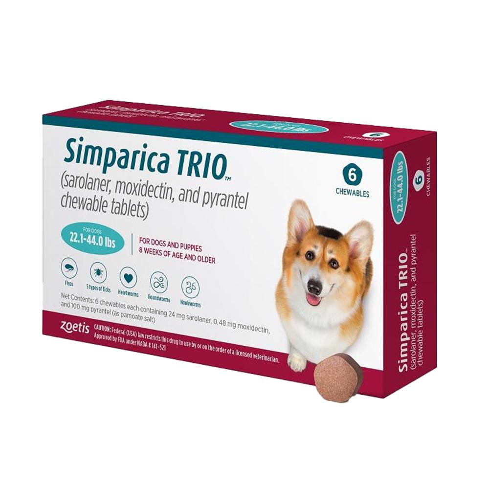 Simparica Trio Dog Chews 22-44lbs 6Pk