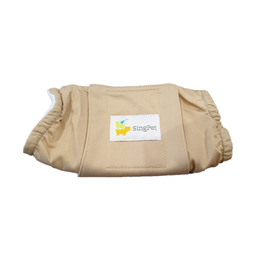 Washable Male Dog Belly Wrap - Beige L
