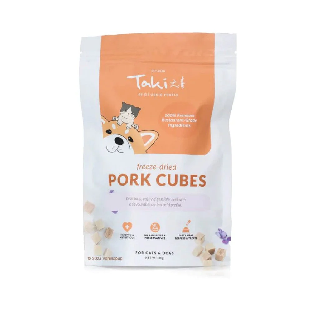 Taki Freeze Dried Pork Cubes Treats For Dogs and Cats 80g