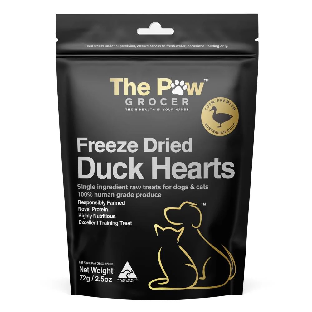 The Paw Grocer Freeze Dried Duck Hearts Treats For Dog & Cat 72g