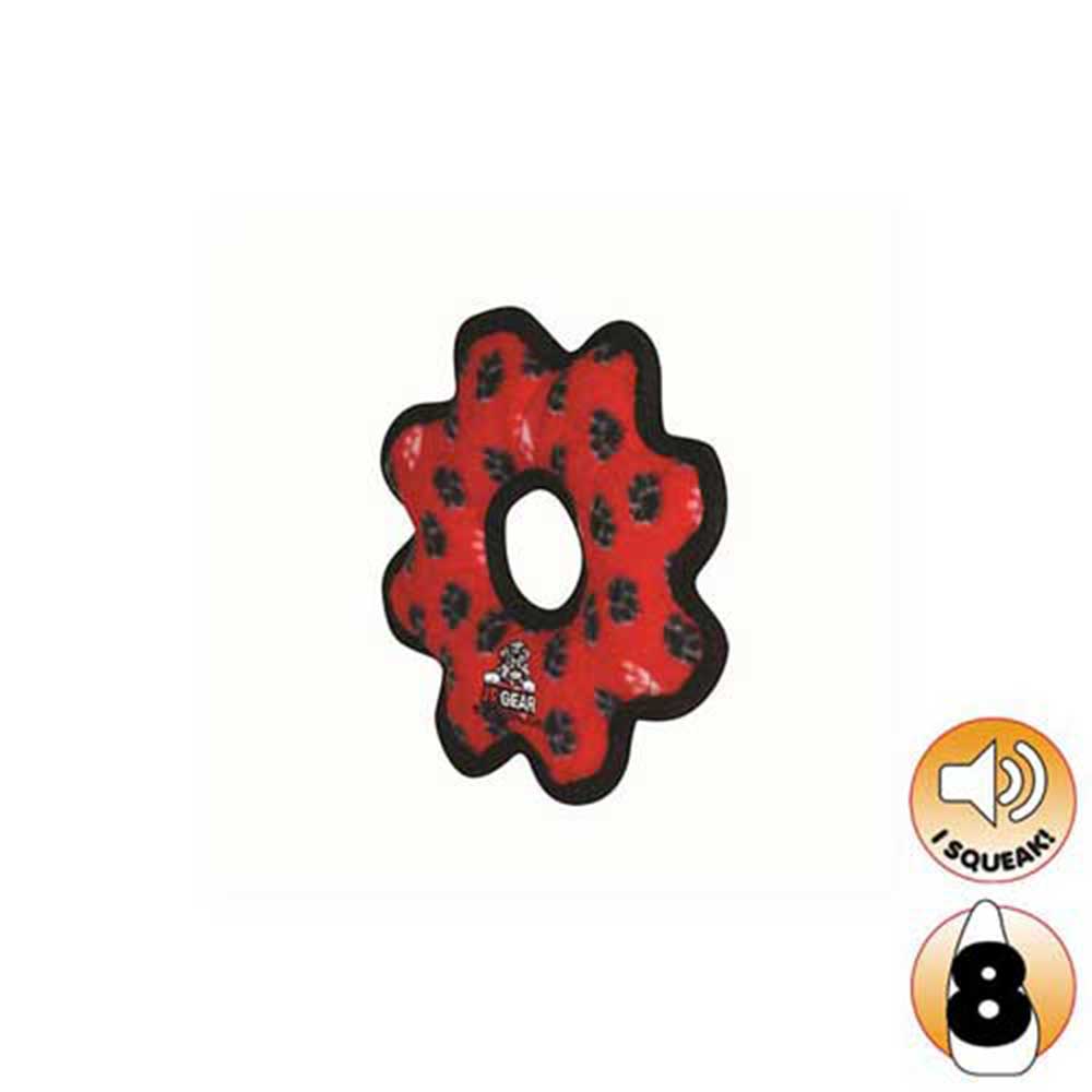 Tuffy Jr Gear Ring Red Paws