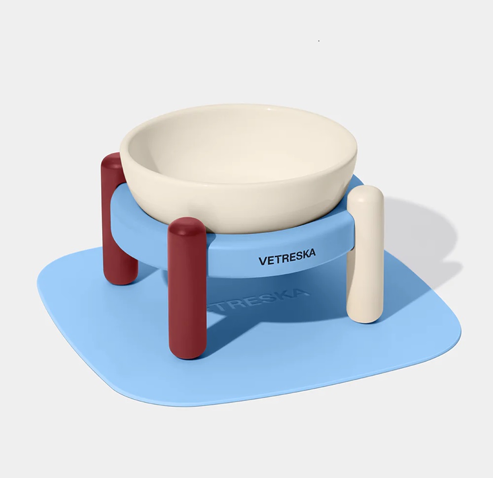 Vetreska Mist and Merlot Pet Bowl And Mat Set Medium