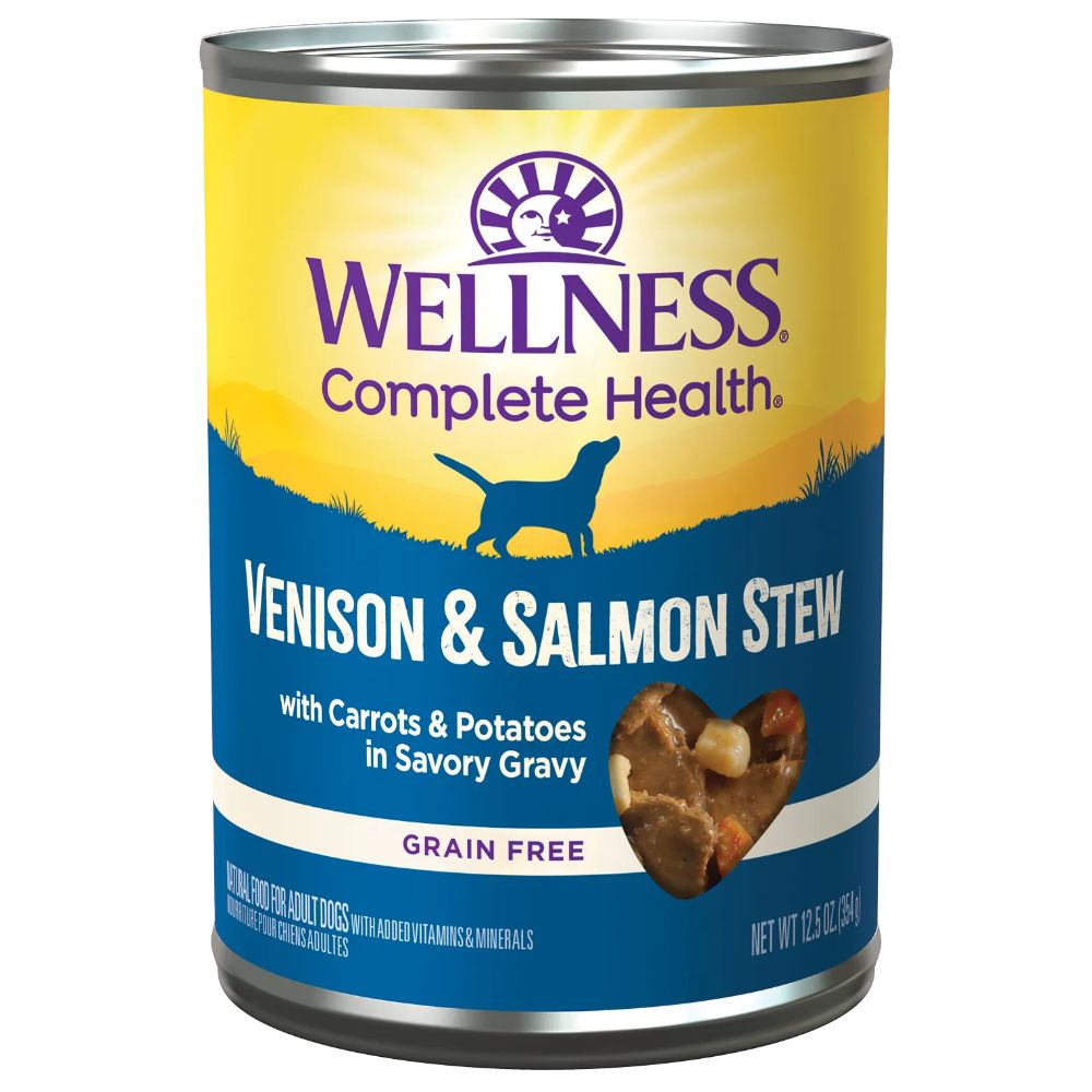 Wellness Thick & Chunky Natural Wet Canned Dog Food Venison & Salmon Stew