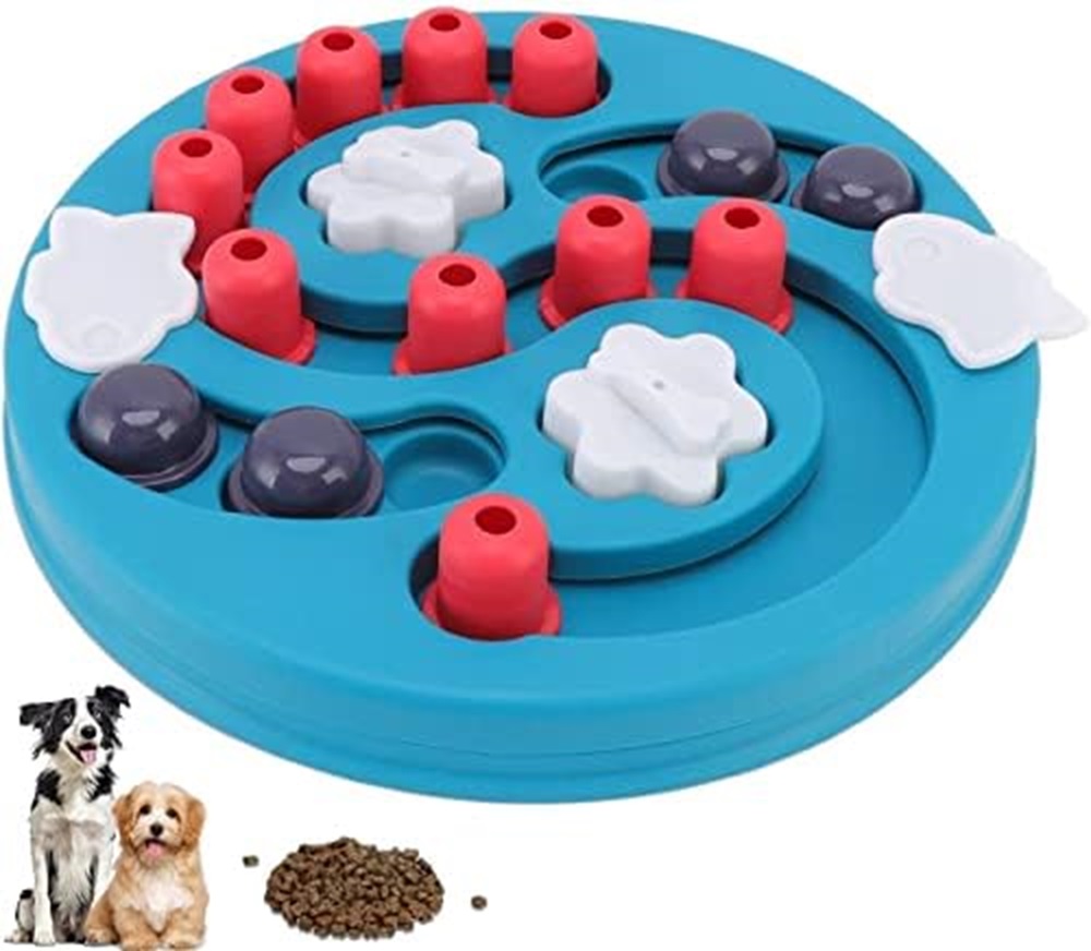 Wiggles Dog Treat Puzzle Round Navy Blue