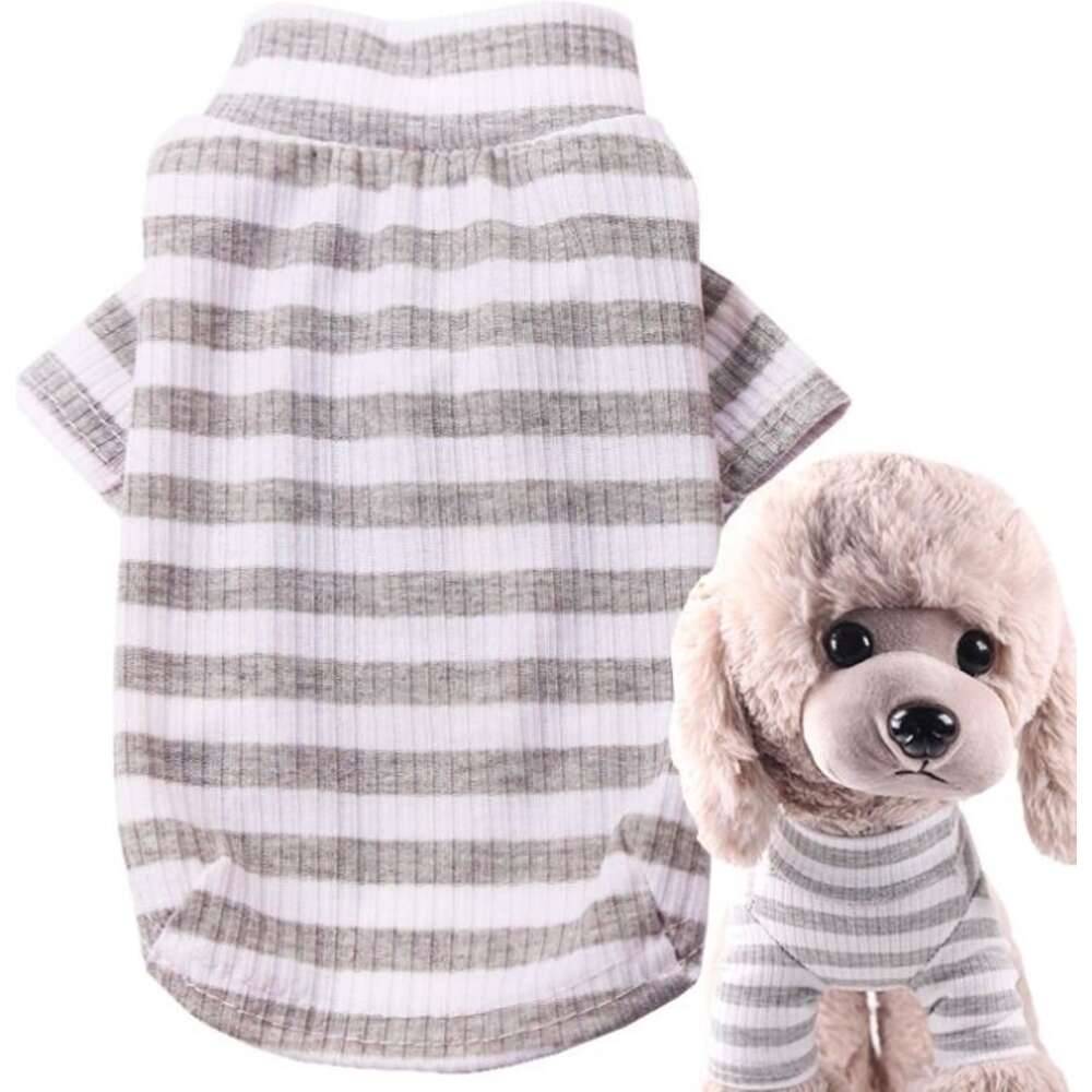 Wiggles Stretch Striped Dog Shirt Gray L