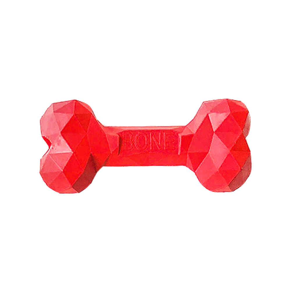 Wiggles Treat Bone Dog Toy M Red