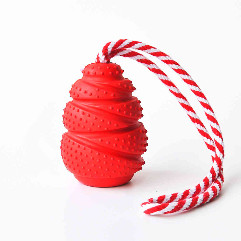 Wiggles Treat Cone Dog Toy L Red
