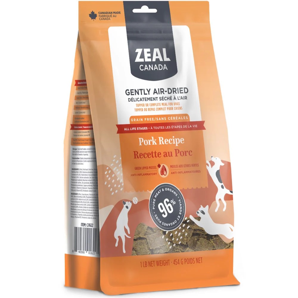 Zeal Canada Gently Air-Dried Pork Recipe Dry Dog Food 1lb/454 g